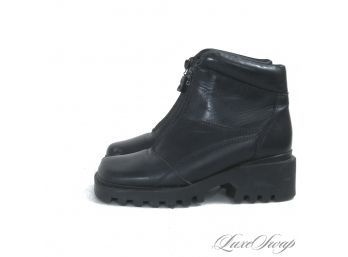 FOR THE COLDEST DAYS! BOGNER BLACK LEATHER CHUNKY SOLE FRONT ZIP BOOTS 6.5