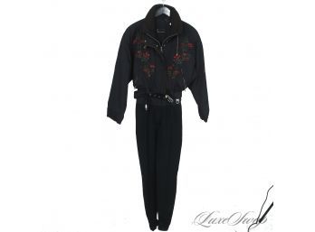 HUGELY EXPENSIVE : BOGNER MADE IN USA BLACK EMBROIDERED DETAIL ONE PIECE SNOW ROMPER SUIT 12