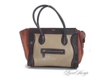 #37 THE STAR OF THE SHOW! CELINE X-LARGE TRICOLOR LEATHER 'LUGGAGE' TOTE BAG