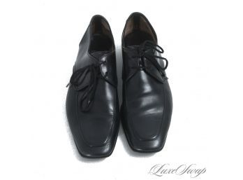 ETERNAL WARDROBE STAPLE : MENS SALVATORE FERRAGAMO MADE IN ITALY BLACK LEATHER DERBY TWO EYELET SHOES 8.5 EE