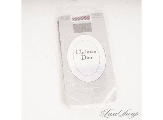 #6 DEADSTOCK VINTAGE CHRISTIAN DIOR PARIS 'CHEVRON' TEXTURED KNEE HIGH STOCKINGS IN RED/WHITE OSF