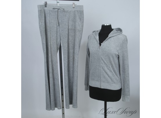 YOU GOTTA GET THIS WITH THE JUICY BAG! 2 PIECE JUICY COUTURE HEATHER GREY HOODIE / WIDELEG SWEATPANTS SUIT L