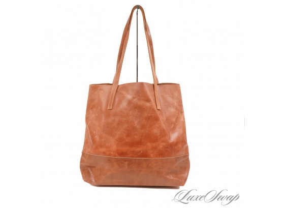 #7 FANTASTIC QUALITY! ENAT MADE IN ETHIOPIA UNLINED LUGGAGE BROWN LEATHER TWO STRAP LARGE DAILY TOTE BAG