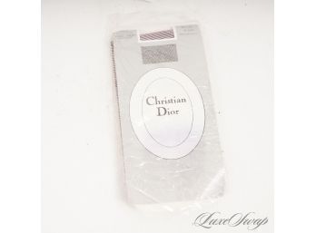#6 DEADSTOCK VINTAGE CHRISTIAN DIOR PARIS 'CHEVRON' TEXTURED KNEE HIGH STOCKINGS IN RED/WHITE OSF