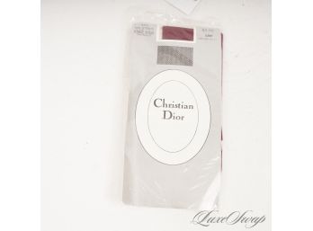 #4 DEADSTOCK VINTAGE CHRISTIAN DIOR PARIS 'PINSTRIPE' TEXTURED KNEE HIGH STOCKINGS IN CLARET RED OSF