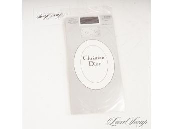 #2 DEADSTOCK VINTAGE CHRISTIAN DIOR PARIS 'DIOR DOT' TEXTURED KNEE HIGH STOCKINGS IN GRAPHITE OSF