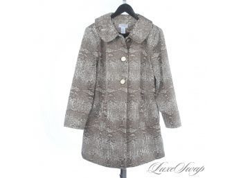 BRAND NEW WITH TAGS CARMEN MARC VALVO TRUFFLE MOCHA BIG BUTTON TINSEL INFUSED TWEED SWING COAT M