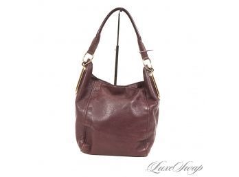 #12 GORGEOUS SEE BY CHLOE OXBLOOD WINE SUPERSOFT TUMBLED LEATHER ZIP TOP SHOULDER BAG