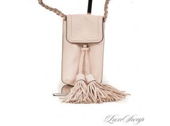 #24 THE MINIS ARE SO CUTE! REBECCA MINKOFF PALE PINK NUDE GRAINED LEATHER BRAIDED STRAP CROSSBODY POUCH