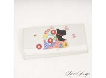 MATCHES THE BAG IN THIS AUCTION! RADLEY LONDON PALE SEAGLASS CLUTCH WALLET WITH PATCHWORK DOG AND FLORAL MOTIF