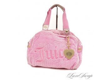 #22 PARIS HILTON WHERE ARE YOU?! Y2K DREAMS JUICY COUTURE PINK TERRYCLOTH EMBROIDERED ZIP TOP SHOULDER BAG