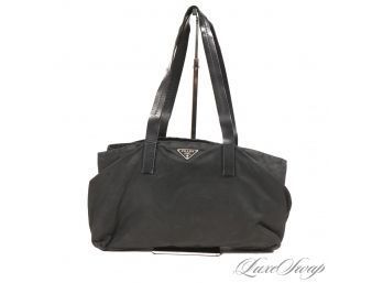 #9 THE STAR OF THE SHOW! AUTHENTIC Y2K ERA PRADA MADE IN ITALY 15' MICROFIBER DOUBLE POCKET TOTE BAG
