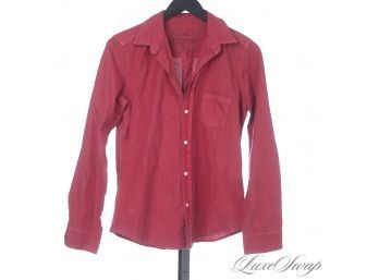 INSANELY CUTE! FRANK AND EILEEN MADE IN USA 'BARRY' CUT NANTUCKET RED WOMENS BUTTON DOWN SHIRT M