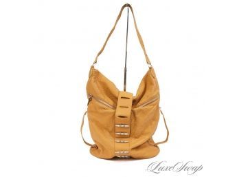 THIS IS SUPER COOL : MODERN BOTKIER CAMEL TAN GRAINED LEATHER SLOUCH SHOULDER BAG WITH BULLET HARDWARE