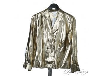 AN ABSOLUTE, UNDENIABLE STAR! MINT CONDITION VINTAGE CHRISTIAN DIOR GOLD METALLIC SHINY BASKETWEAVE JACKET 4