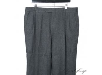 THE CLASSICS, ALWAYS! MENS BURBERRY LONDON SOLID CHARCOAL GREY FLANNEL FALL/WINTER WEIGHT PANTS