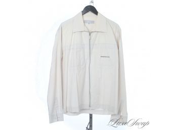 SPRING READY! MENS VERSACE JEANS COUTURE EGGSHELL BEIGE UNLINED FULL ZIP WIND JACKET W/LOGO 3XL