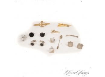 #1 LOT OF APPROXIMATELY 10 GENTLEMENS EVENING ACCESSORIES INCLUDING CUFFLINKS, TIE BARS AND TUXEDO STUDS