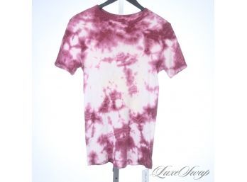 THIS IS A GOOD ONE! MENS DOLCE & GABBANA MADE IN ITALY RASPBERRY AND WHITE TIE DYED RIBBED TEE SHIRT