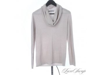 ULTRA SOFT AND MODERN D-EXTERIOR MADE IN ITALY WOOL BLEND PUTTY COWL NECK THIN KNIT SWEATER M