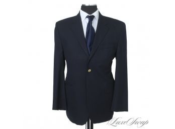 ALL AMERICAN CLASSIC! MENS RALPH LAUREN SOLID NAVY BLUE BLAZER JACKET WITH GOLD CREST BUTTONS 42