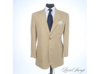 VACATION ALL I EVER WANTED! MENS GIASONE 100 PERCENT PURE LINEN PATCH POCKET BLAZER IN CAMEL TAN 44 R