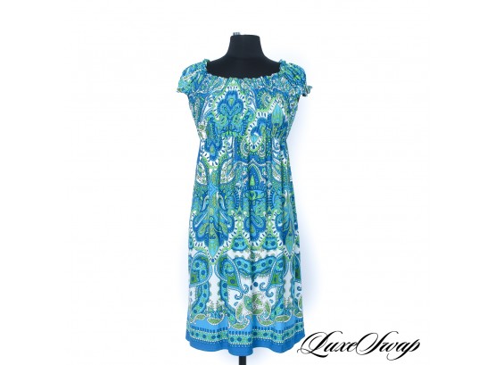 BOHO LUXE LONDON TIMES TURQUOISE PAISLEY STRETCH DRESS