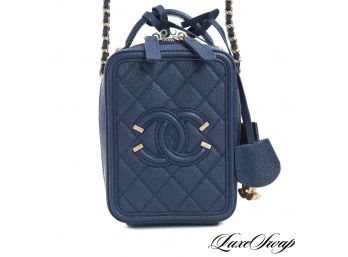 IN THE STYLE OF CHANEL NAVY BLUE QUILTED CC CHAIN CROSSBODY BAG