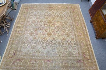 Hand Knotted Agra Beige & Rose Wool Carpet