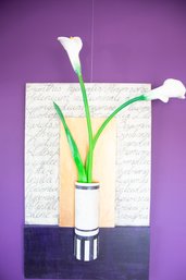 Three Dimensional Carved Wood Calla Lily Art Sculpture