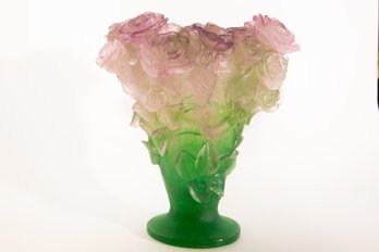 Daum Nancy Pate De Verre Rose Vase