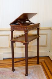 Adjustable Mahogany And Leather Top Lectern Lable For Greenbaum's