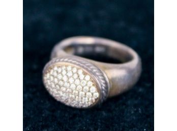 David Yurman Sterling Silver & Pave Diamond Ring, ~Size 6.5