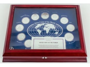 13 UNC .999 Silver Bullion Coins From Around The World W/ Display Case- 13OZT
