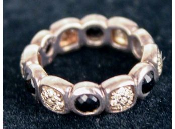 David Yurman Sterling Silver, Diamond & Onyx Ring, ~Size 6.5
