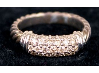 David Yurman 18k White Gold, Sterling Silver & Diamond Ring, ~Size 6.5