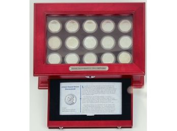 Antique United States 'Uncirculated' Commemorative Silver Half Dollar Collection In Display Box- 15 Examples