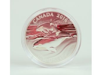 2016 $100 Royal Canadian Mint 'The Orca' Matte Proof Finish Silver Coin W/ Box