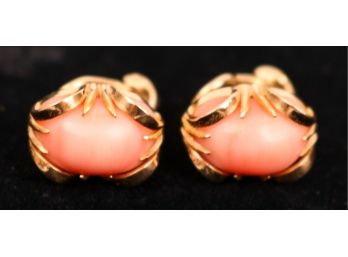 14k Yellow Gold & Coral Earrings
