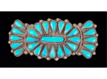 Vintage Native American Silver & Turquoise Brooch