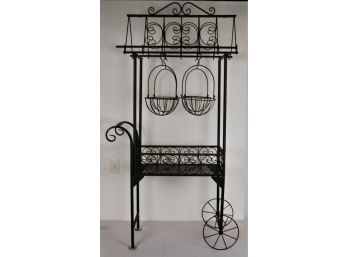 Black Metal Rolling Plant Stand