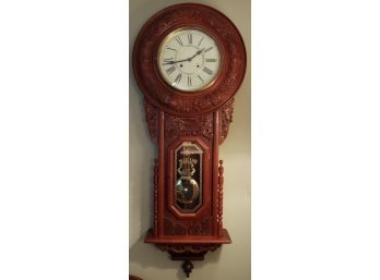 Carved Wood Regulator Clock