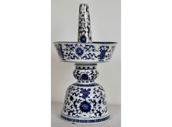 Blue And White Chinese Porcelain Candle Stand