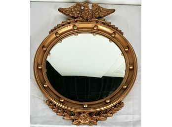 Federal Style Carved Wood Eagle Crest Convex Mirror