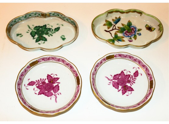 Four Hand Painted Herend Porcelain Trinket/Jewelry Dishes