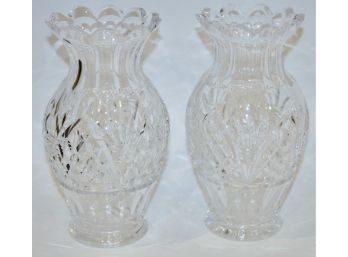 Pair Of Waterford Crystal Glass Vases