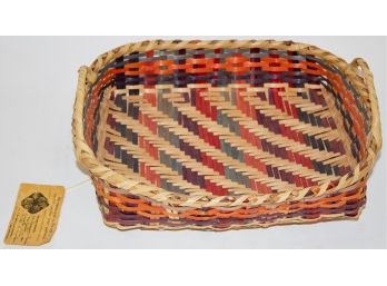 Native American-Style Hand Woven Wood Handled Basket Mississippi Gould