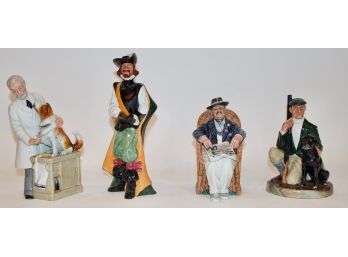 Four Vintage Royal Doulton Porcelain Figurines- Thanks Doc, The Gamekeeper, Taking Things Easy, Cavalier