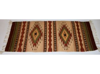 South American Hand Woven Geometric Motif Wool Prayer Rug