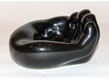 Mid-Century Modern Glazed Ceramic Open Hand Sculpture